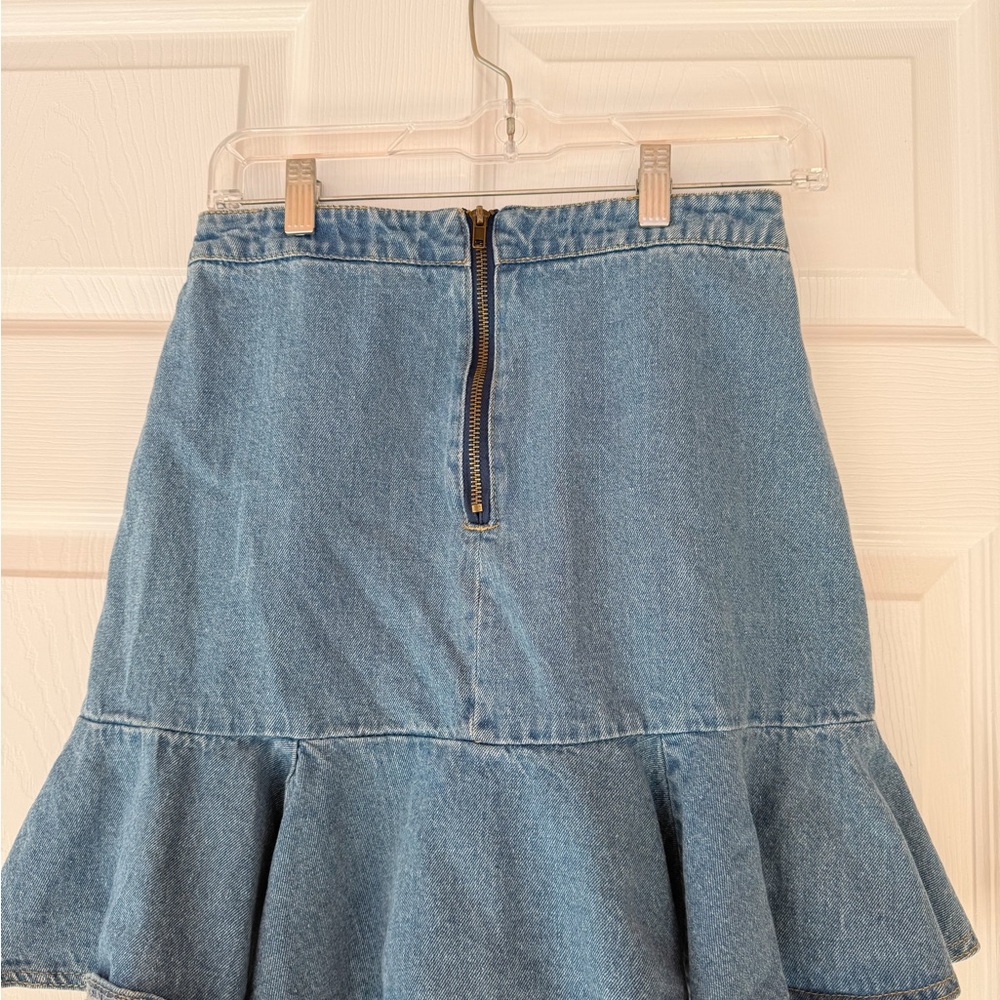 Princess Polly Blue Ruffled Trumpet Mini Skirt - Picture 3 of 4